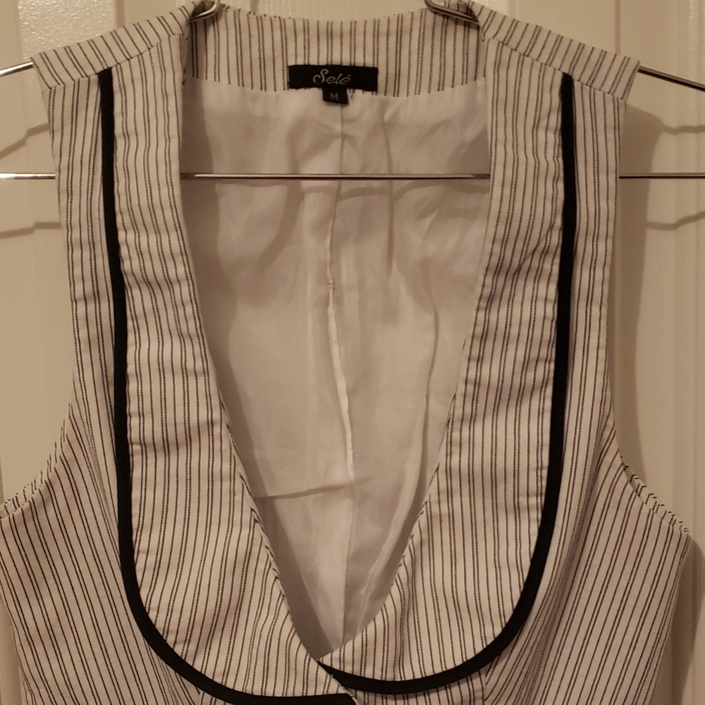 White pinstripe vest